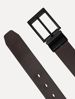Cinto Aramis Masculino Couro Dupla Face Lines Preto/Café