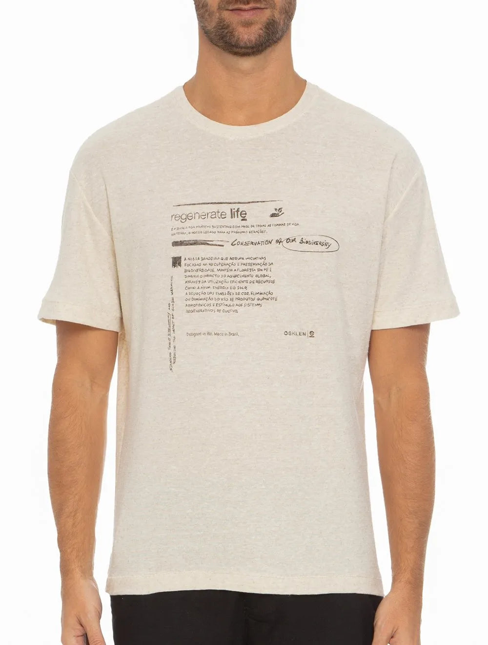 Camiseta Osklen Masculina Over Eco Blend Redesign Waste Off-White