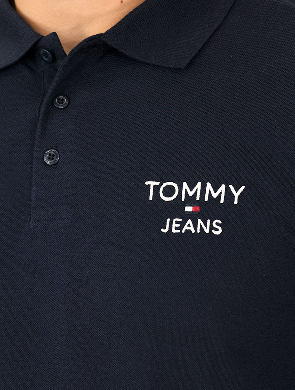 Polo Tommy Jeans Masculina Regular Corp Chest Azul Marinho