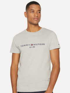 Camiseta Tommy Hilfiger Masculina Core Logo Tee Cinza Claro Mescla