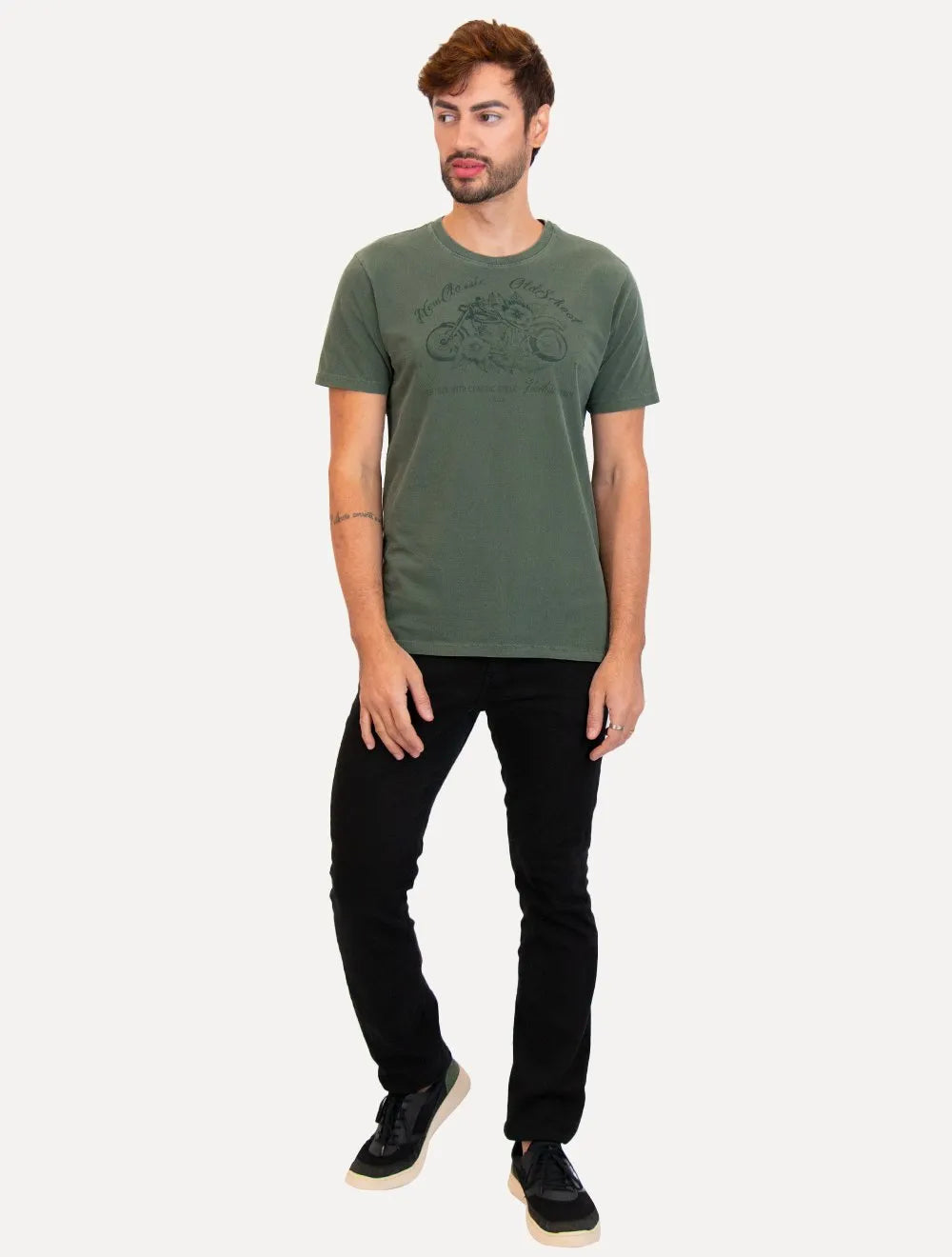 Camiseta Ellus Masculina Cotton Fine Old School Verde Escuro