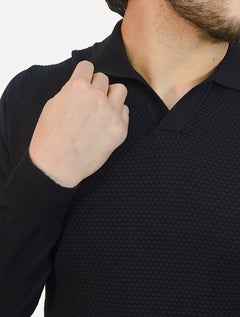 Camiseta Dixen Masculina Tricot Manga Longa Jacquard Seamless Preto