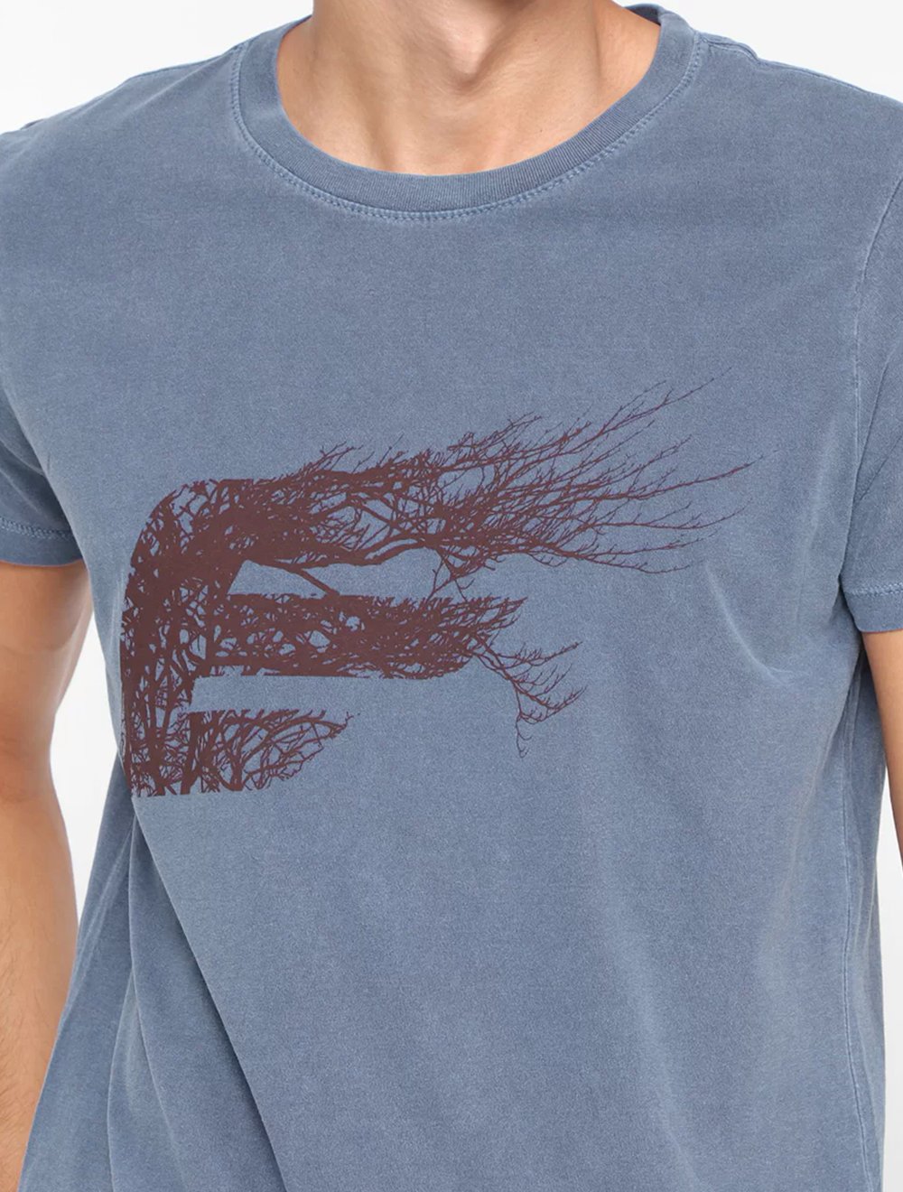 Camiseta Ellus Masculina Washed Easa Branches Classic Azul Escuro