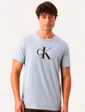 Camiseta Calvin Klein Jeans Masculina New Re Issue Frontal Azul Claro
