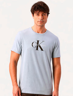 Camiseta Calvin Klein Jeans Masculina New Re Issue Frontal Azul Claro
