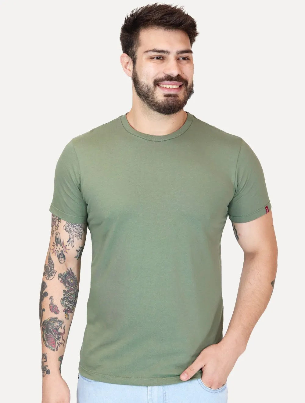 Camiseta Levis Masculina Slim Tab Sleeve Lisa Verde