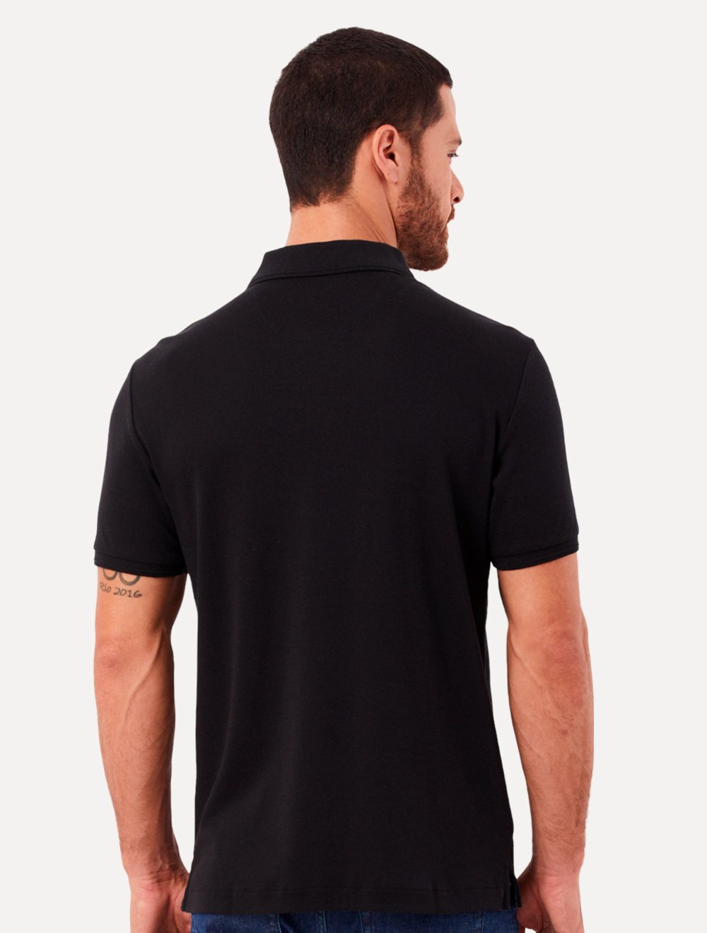 Polo Original Penguin Masculina Piquet Lisa Patch Preta