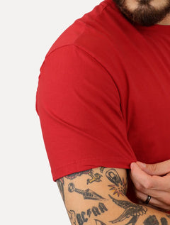 Camiseta Tommy Jeans Masculina Regular Jersey C-Neck Flag Vermelha