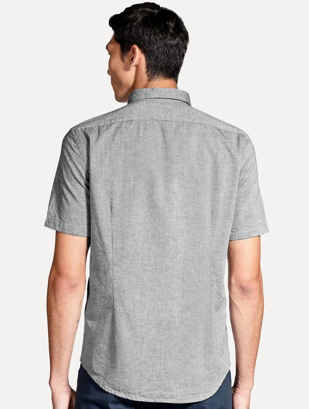 Camisa Aramis Masculina Manga Curta Slim Oxford Planalto Cinza Escuro