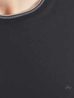 Camiseta Aramis Masculina Grey Friso Gola Mono Logo Azul Marinho