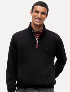 Moletom Tommy Hilfiger Masculino Regular Half Zip Tipping Terry Preto