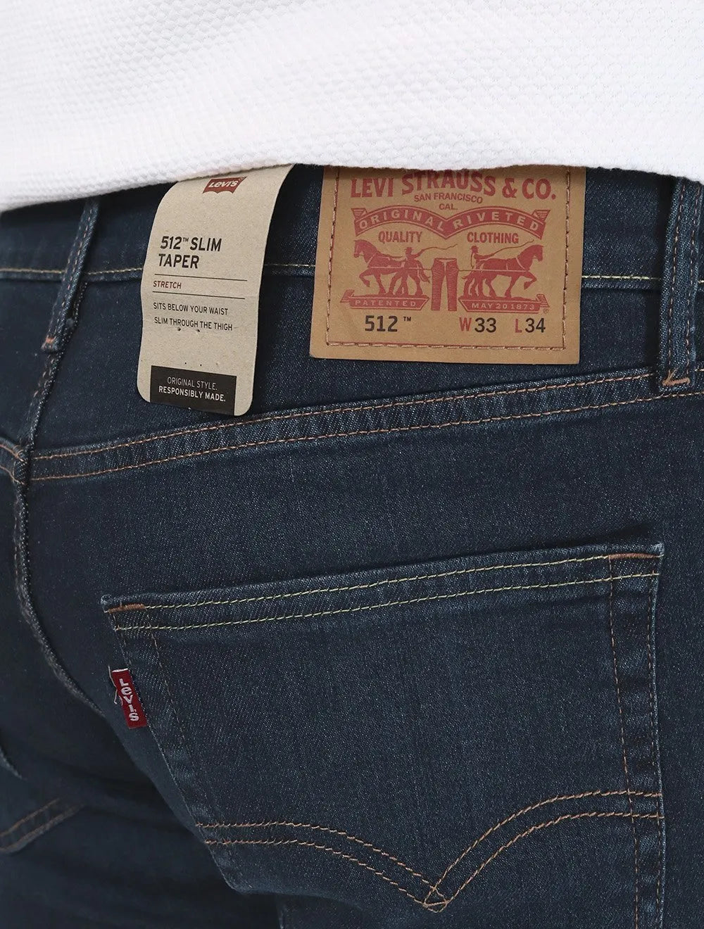 Calça Levis Jeans Masculina 512 Slim Taper Azul Escuro