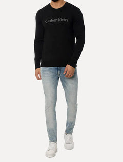 Suéter Calvin Klein Masculina Tricot Front Logo Preto