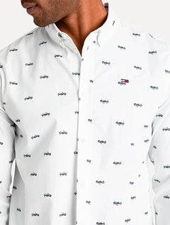 Camisa Tommy Jeans Regular College Pop Dobby Branca