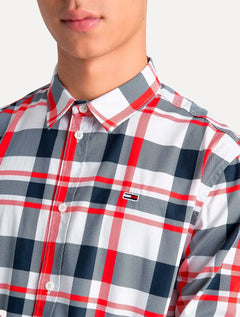 Camisa Tommy Jeans Masculina Xadrez Essential Azul Marinho/Vermelho