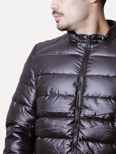 Jaqueta Victory Eagle Masculina Metalizada Puffer Preta