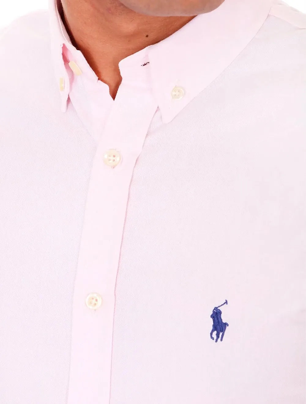 Camisa Ralph Lauren Masculina Manga Curta Custom Fit Oxford Rosa