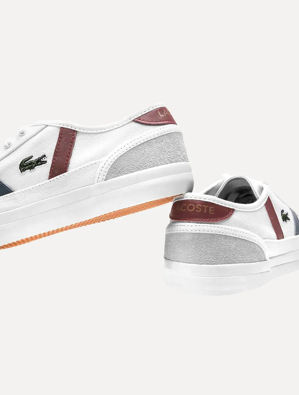 Tênis Lacoste Masculino Sideline Canvas Wht/DK Red/Nvy Branco