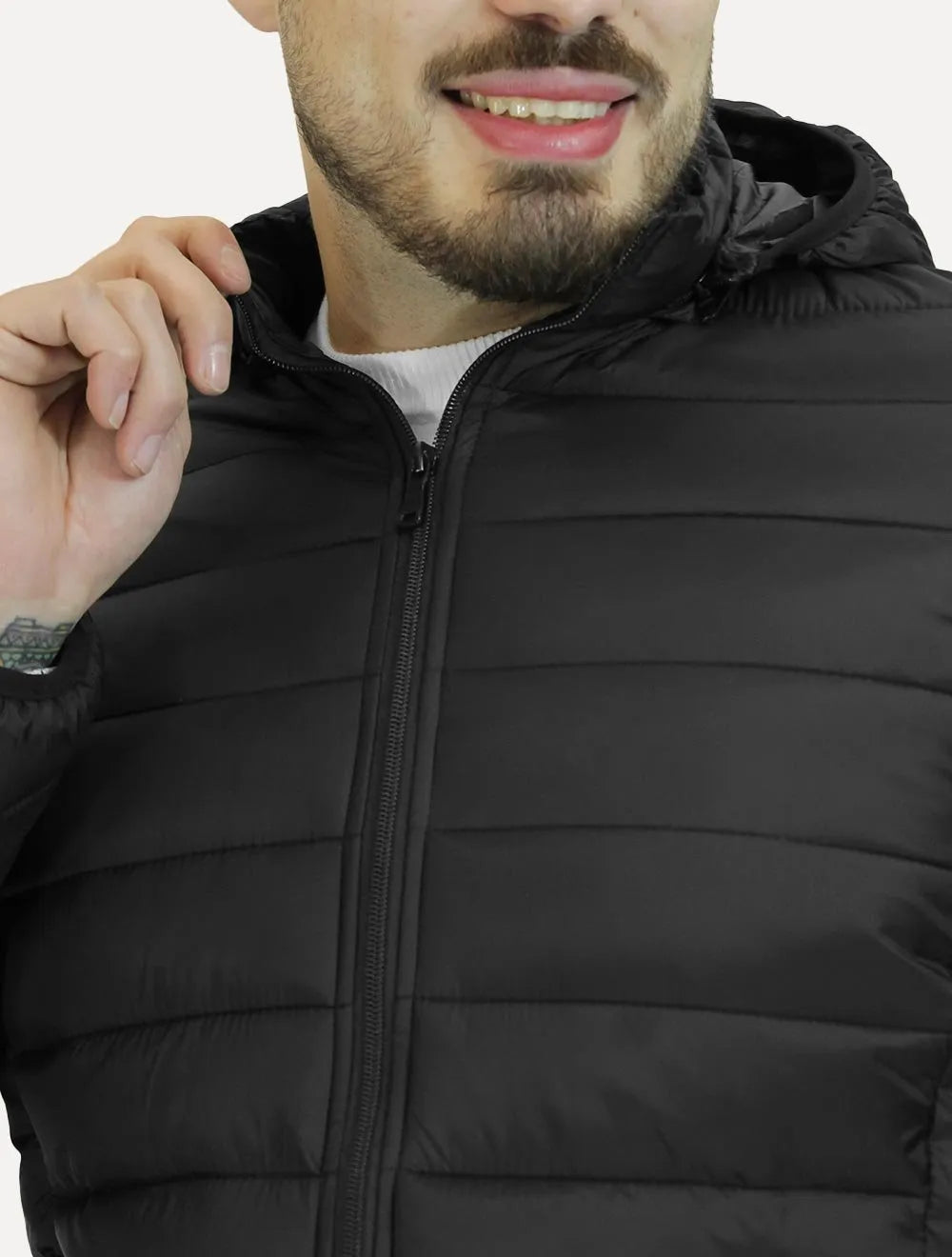 Jaqueta Dixen Masculina Hoodie Nylon Puffer Preta