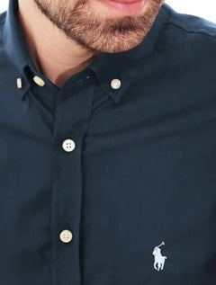 Camisa Ralph Lauren Masculina Custom Fit Light Logo Azul Marinho