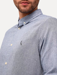 Camisa Reserva Masculina Oxford Color Grey Icon Azul Marinho Mescla
