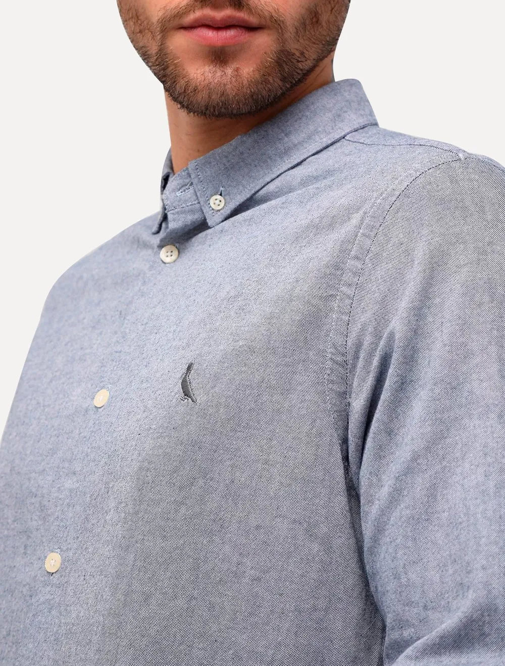 Camisa Reserva Masculina Oxford Color Grey Icon Azul Marinho Mescla