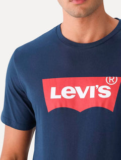 Camiseta Levis Masculina Logo Batwing Azul Marinho