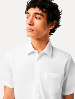 Camisa Lacoste Masculina Manga Curta Regular Solid Pocket Branca