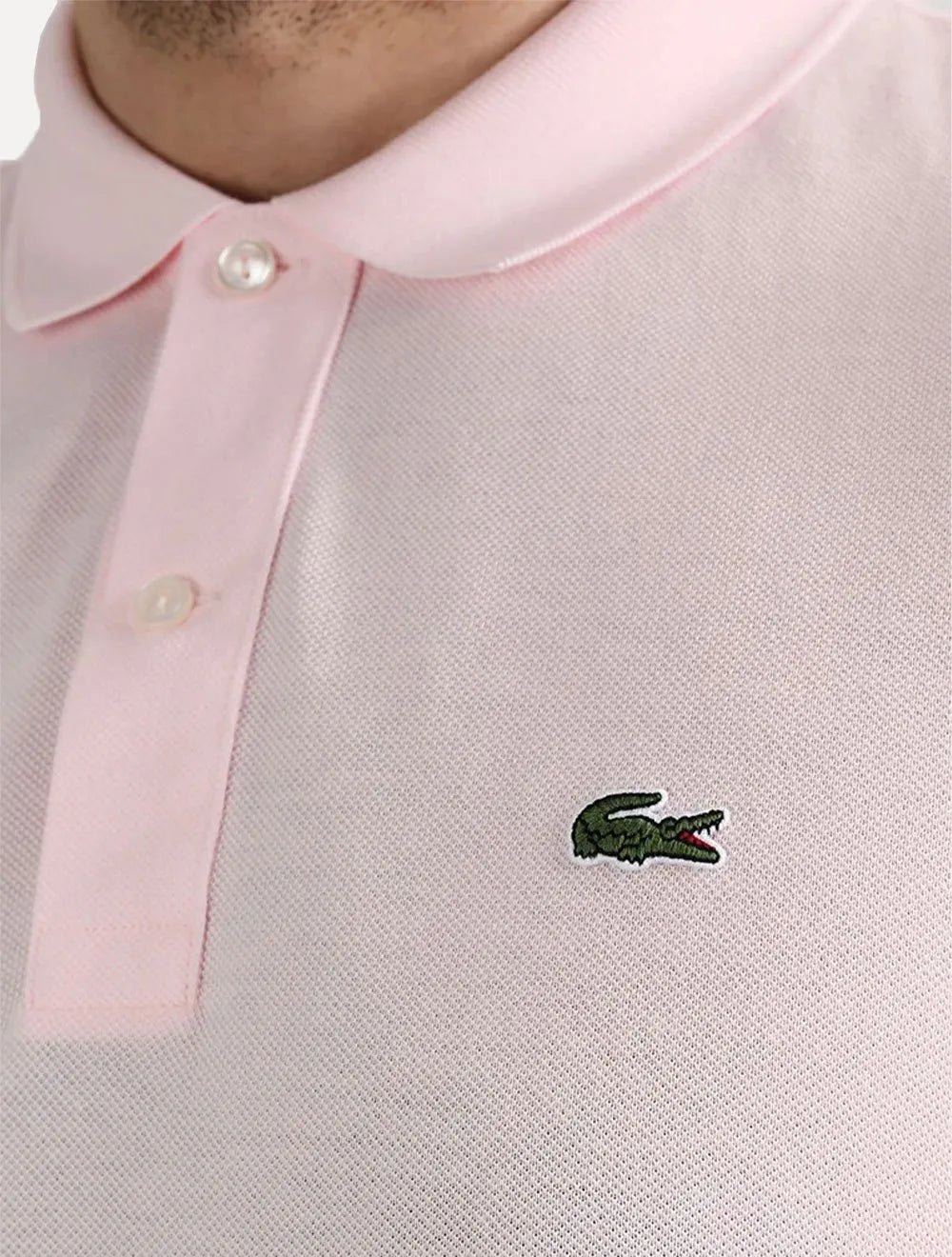 Polo Lacoste Masculina Slim Fit Classic Rosa Claro
