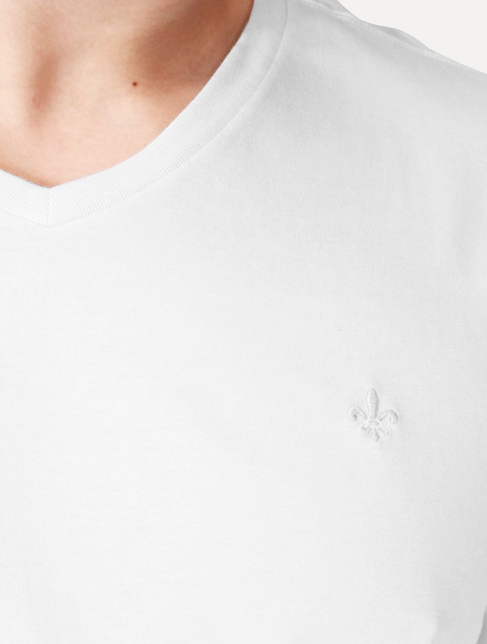 Camiseta Dudalina Masculina V-Neck Essential Gray Icon Branca
