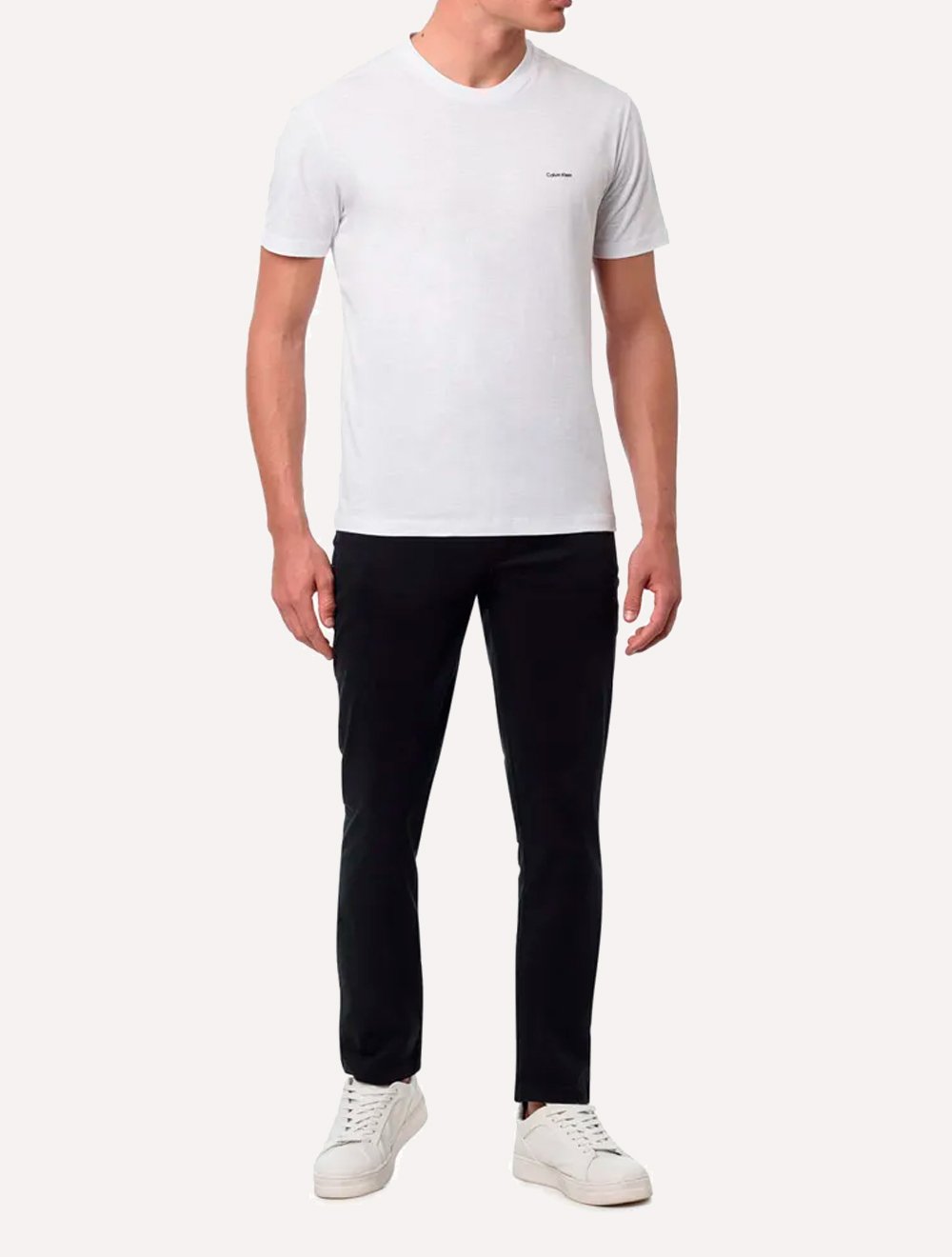 Camiseta Calvin Klein Masculina Slim Logo Flamê Branca