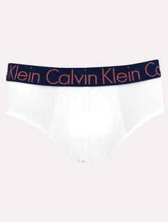 Cueca Calvin Klein Brief Cotton Stretch Mag Branca e Marinho Pack 2UN