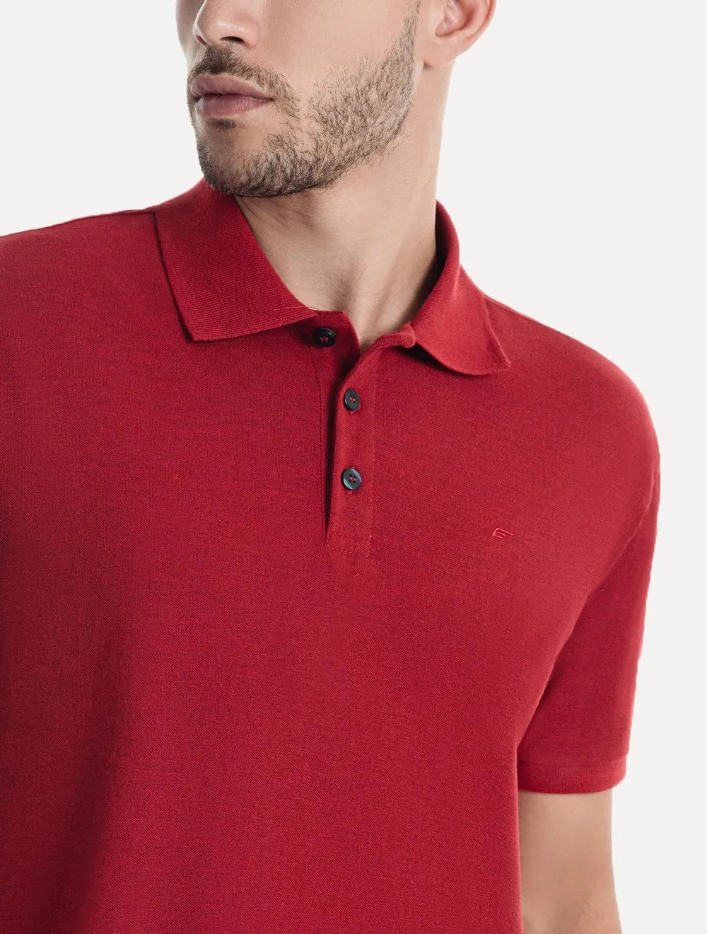 Polo Ellus Masculina Piquet Classic Easa Melange Vermelho Escuro