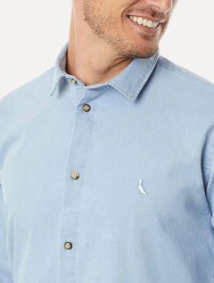 Camisa Reserva Masculina Casual Enxuto Jeans Azul Claro