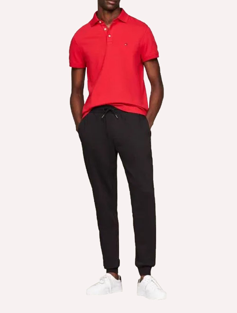 Calça Tommy Hilfiger Masculina Moletom Regular Flag Logo Preta
