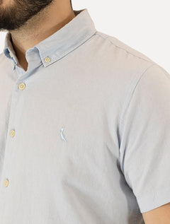 Camisa Reserva Masculina Manga Curta Oxford Color Azul Claro