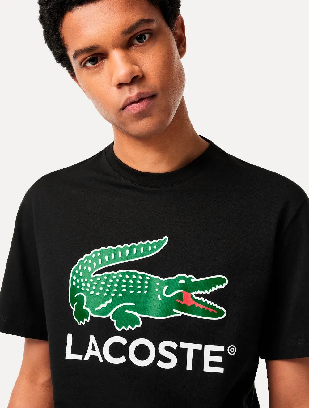 Camiseta Lacoste Masculina Jersey Croco Signature Logo Preta