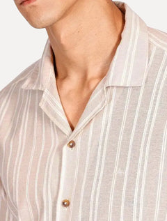 Camisa Aramis Masculina Manga Curta Regular Bowling Eco Maquineta Listrada Cáqui