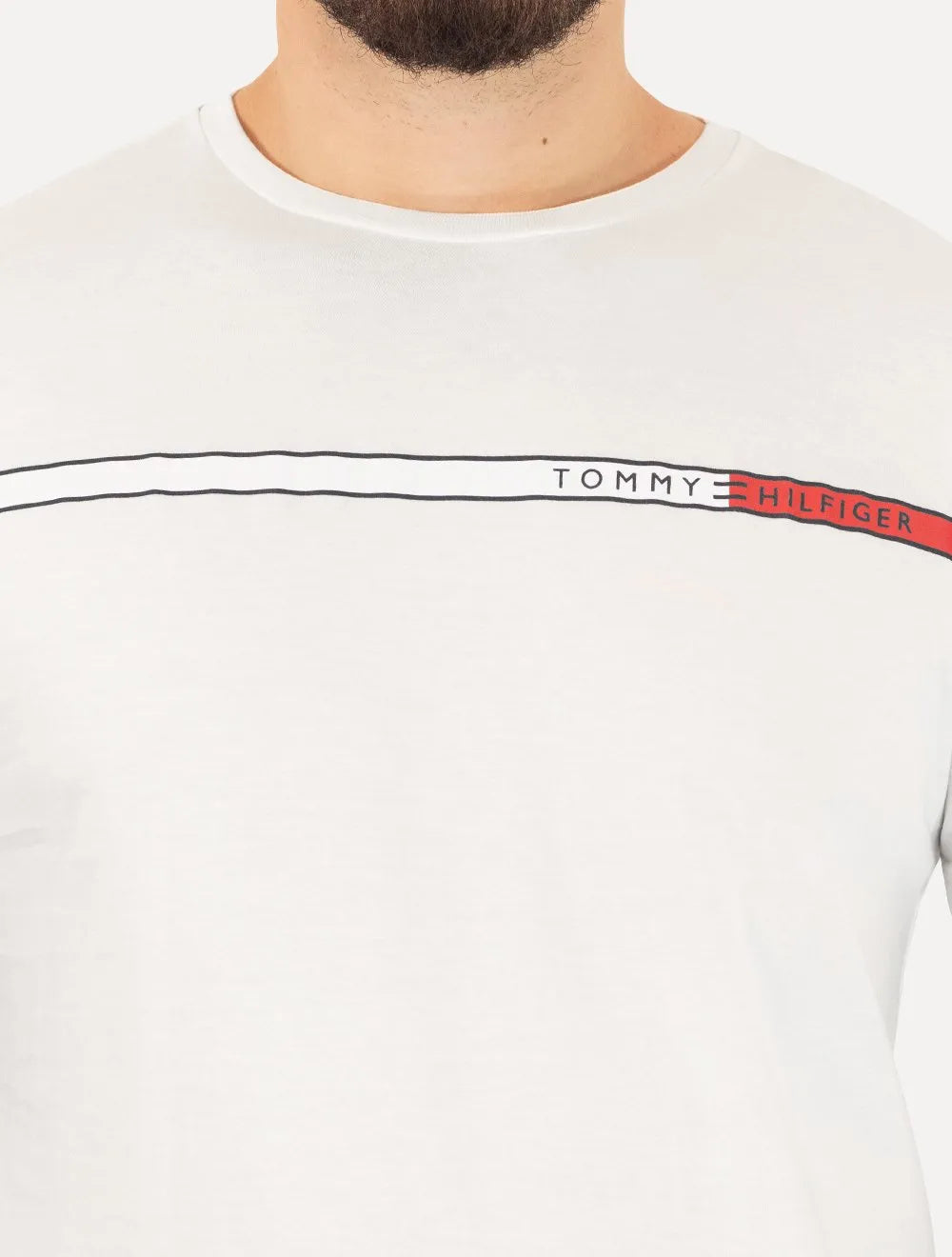 Camiseta Tommy Hilfiger Masculina Two Tone Chest Stripe Branca