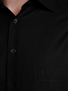 Camisa Dudalina Masculina Comfort Tricoline Lisa Preta