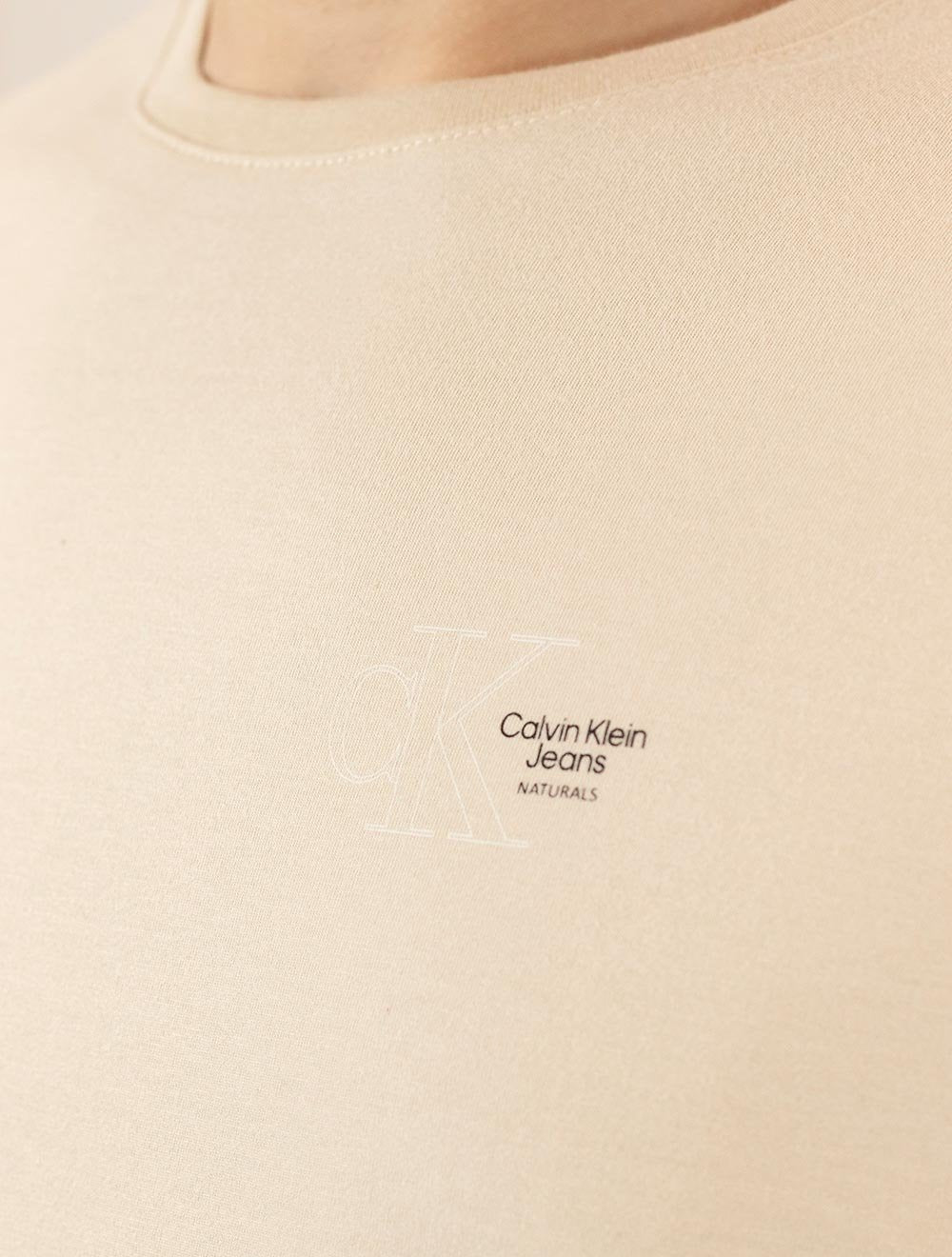 Camiseta Calvin Klein Jeans Naturals Outline CK Logo Cáqui Claro
