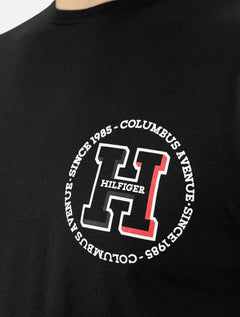 Camiseta Tommy Hilfiger Masculina Columbus H Roundle Logo Preta