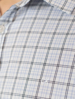 Camisa Calvin Klein Masculina Slim Fine Check Xadrez Branca