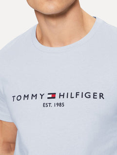 Camiseta Tommy Hilfiger Masculina Core Logo Tee Azul Celeste