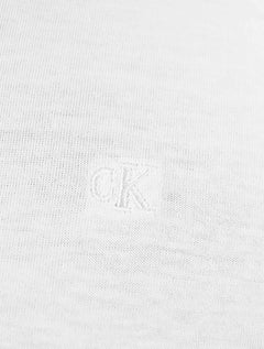 Camiseta Calvin Klein Jeans Masculina Manga Longa Rubber CK Frontal Branca