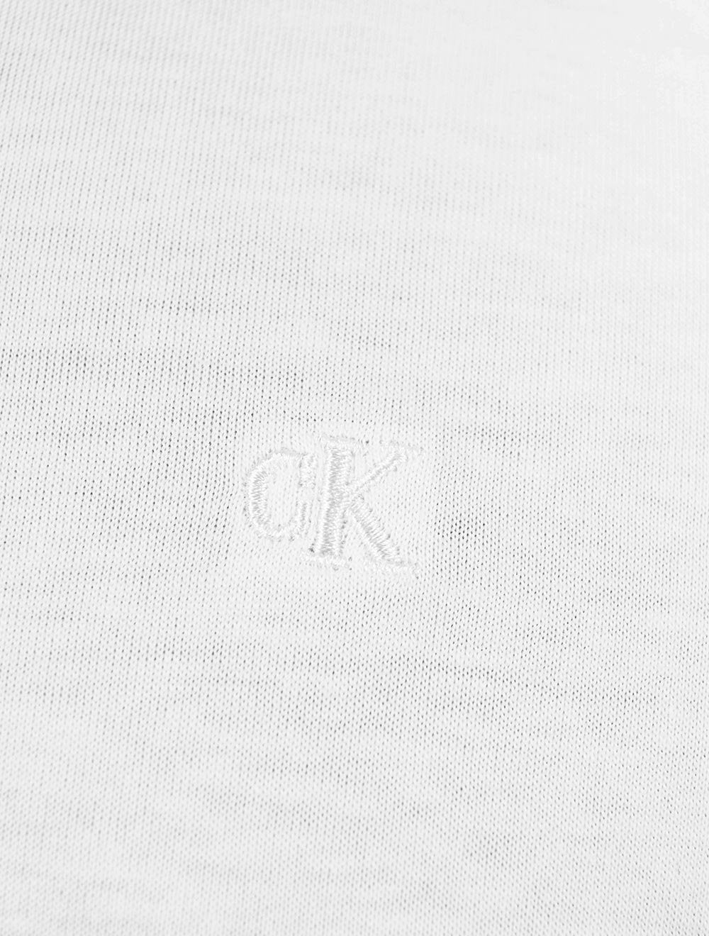 Camiseta Calvin Klein Jeans Masculina Manga Longa Rubber CK Frontal Branca