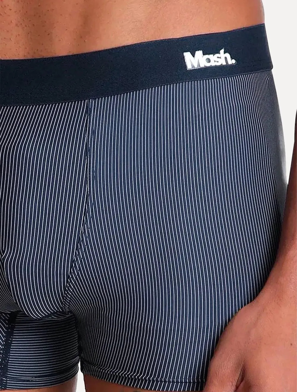 Cueca Mash Boxer Microfibra Risca de Giz Azul Marinho