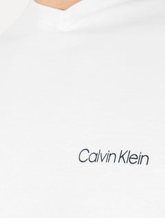 Camiseta Calvin Klein Swimwear Masculina V-Neck Slim Fit Logo Branca
