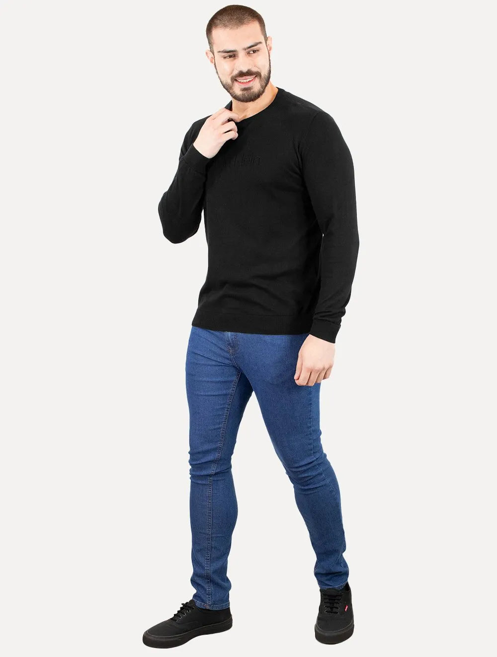 Suéter Calvin Klein Jeans Masculino Crewneck Tricot Liso Preto