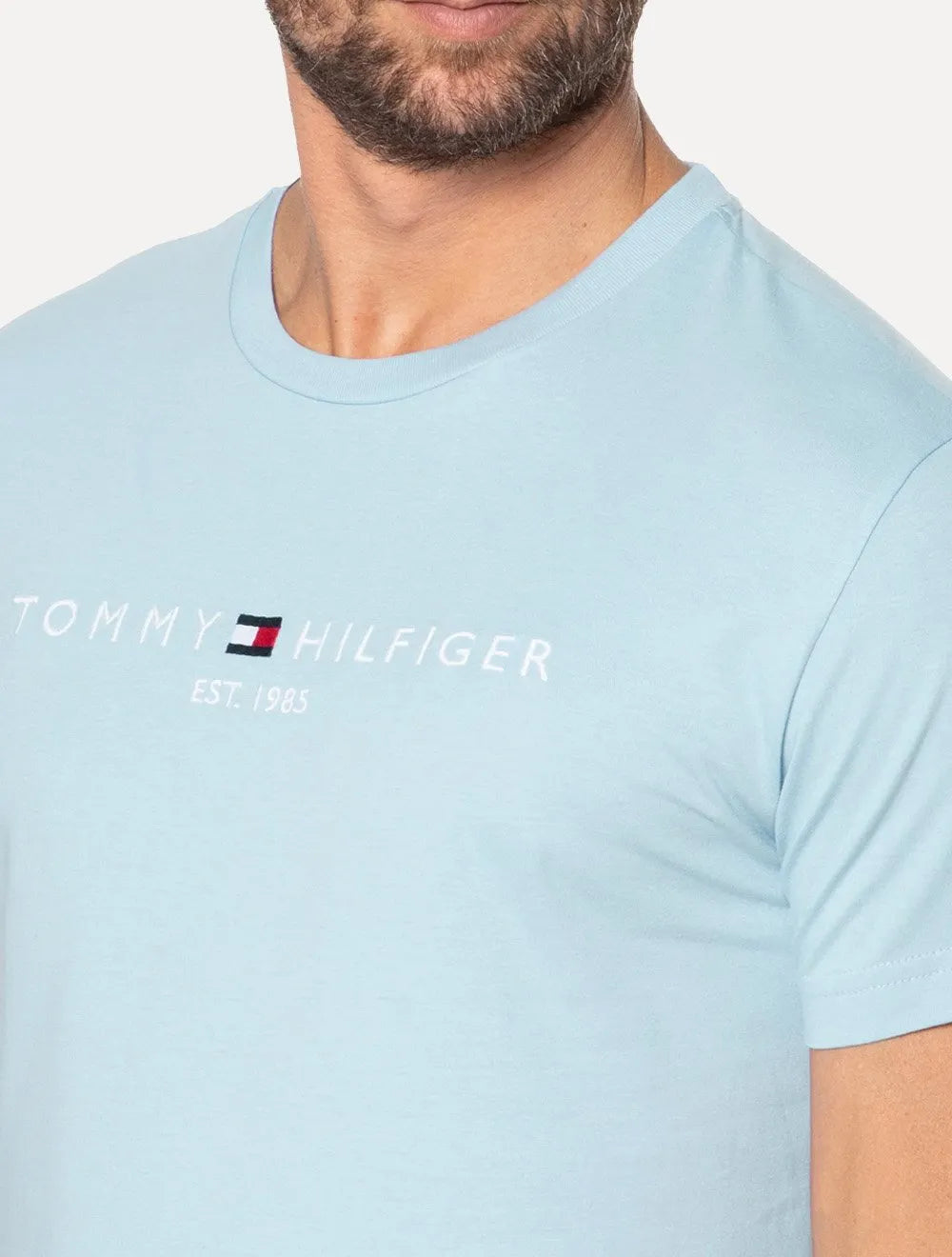Camiseta Tommy Hilfiger Masculina Core Logo Tee Azul Claro